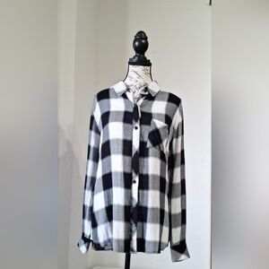 Rails Black and White Plaid Button-Down Shirt